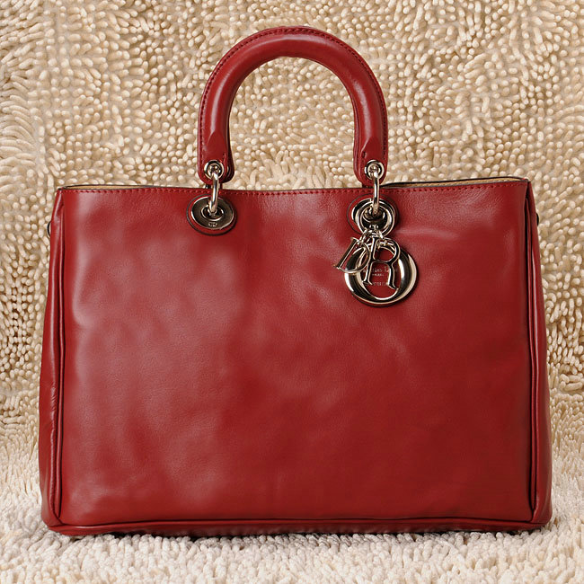 Christian Dior diorissimo nappa leather bag 0901 winered with silver hardware - Click Image to Close